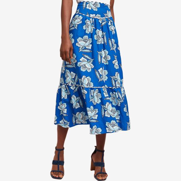Maeve by Anthropologie Alyssa Midi Skirt Size 6 Blue Floral Boho Resort Summer - Picture 3 of 9
